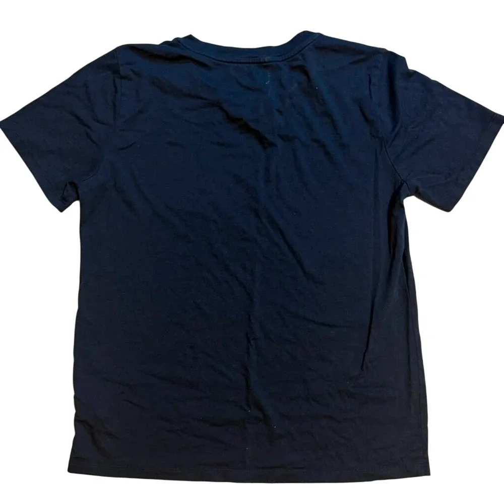 Michael Kors Womens Navy Blue Studded MK Logo Short Sleeve T-Shirt Size S